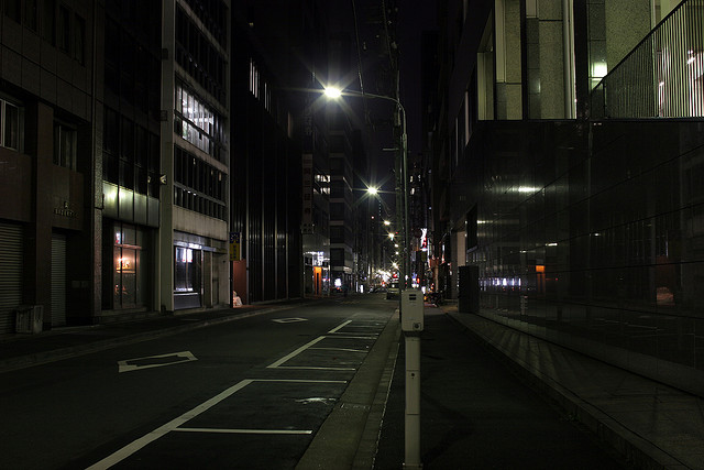 in the city at night