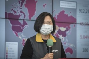 Taiwan president wearing a facemask